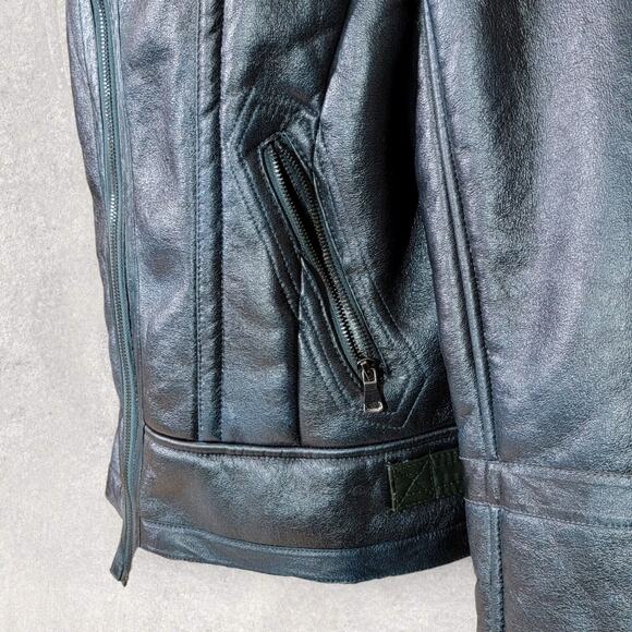 Missguided Womens Jacket Size 10 Green Faux Shearling Leather Aviator Pilot - Picture 14 of 15